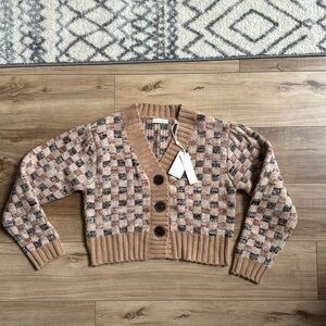 NWT Rebecca Taylor Checkerboard Cropped Sweater Size Small